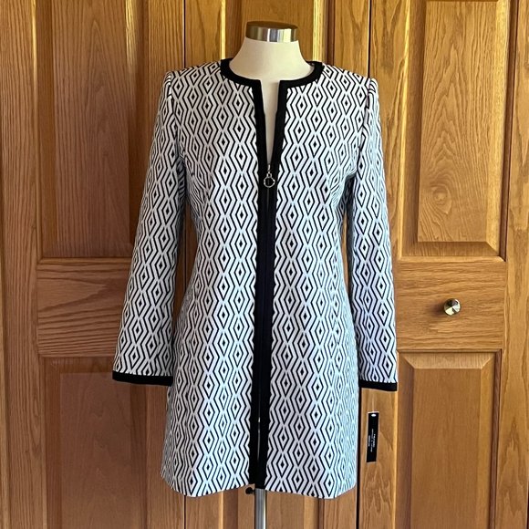 TAHARI - ARTHUR S. LEVINE - Diamond Jacquard Zip Topper - NEW with Tag - Picture 3 of 12